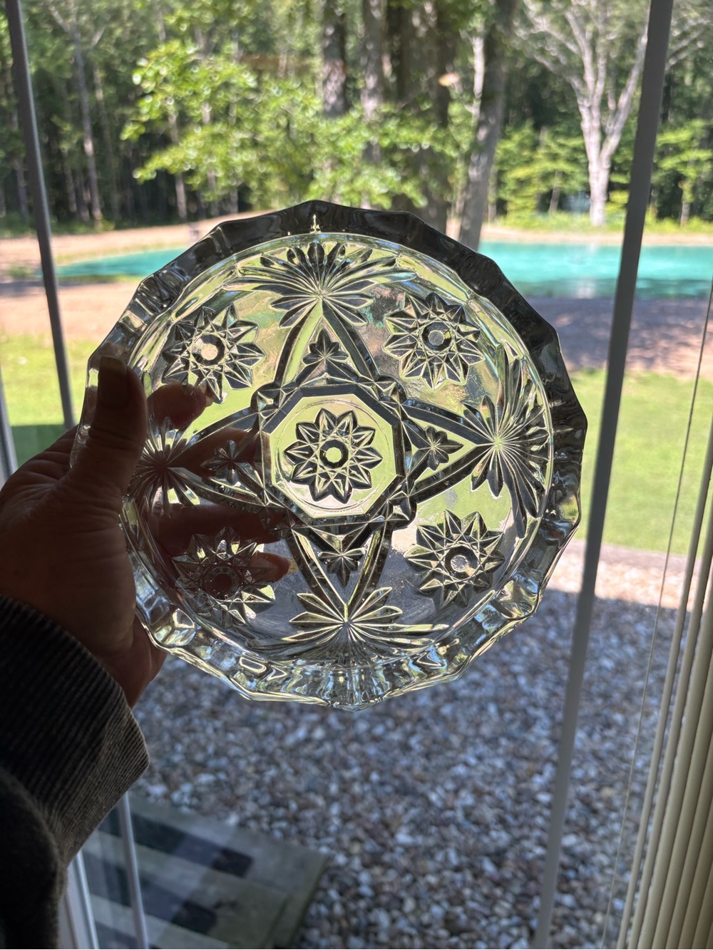 Source Unknown Clear Cut Glass Decorative ashtray - Crystal Clear